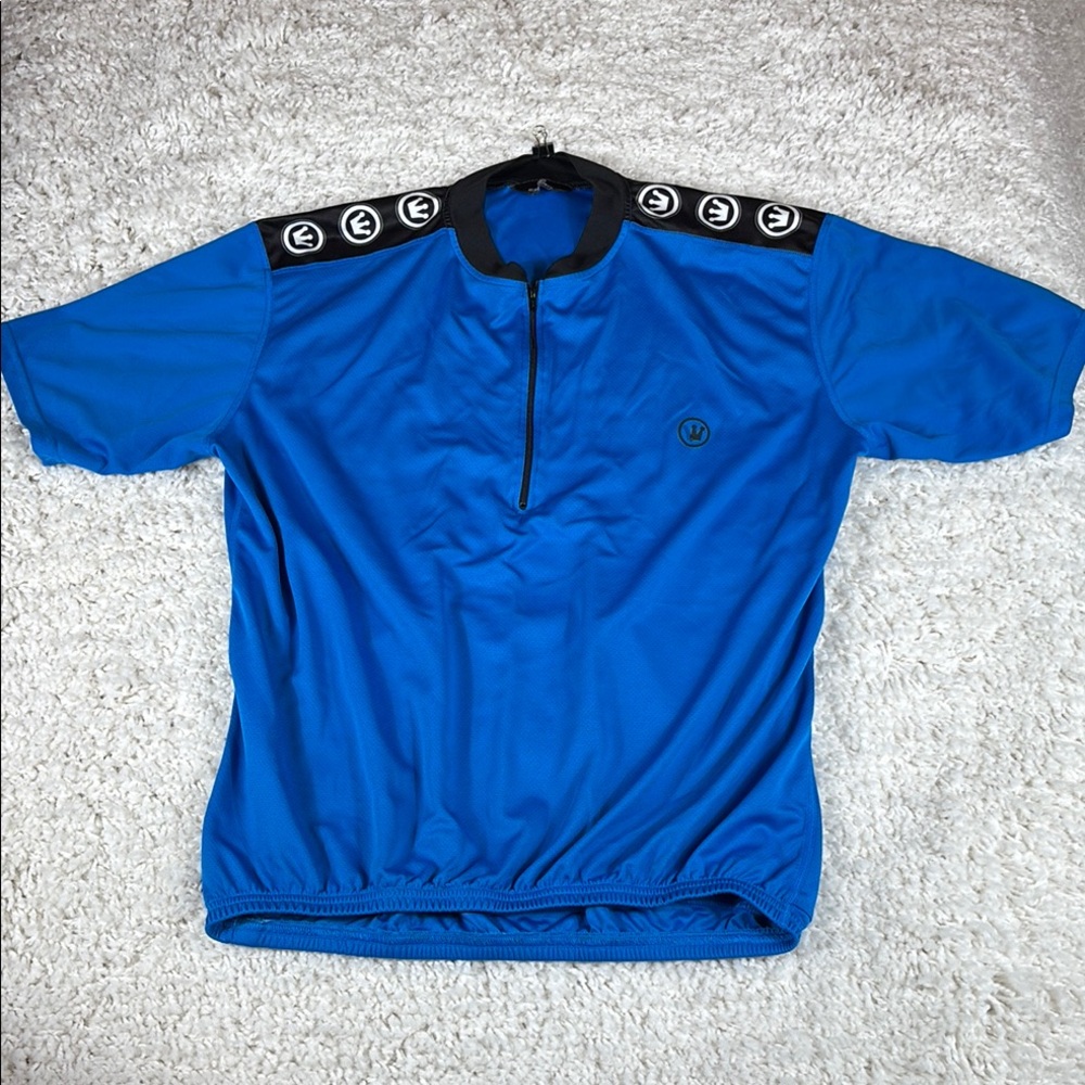 Canari Men's Blue Short Sleeve 1/4 Zip Cycling Jersey, Size XL